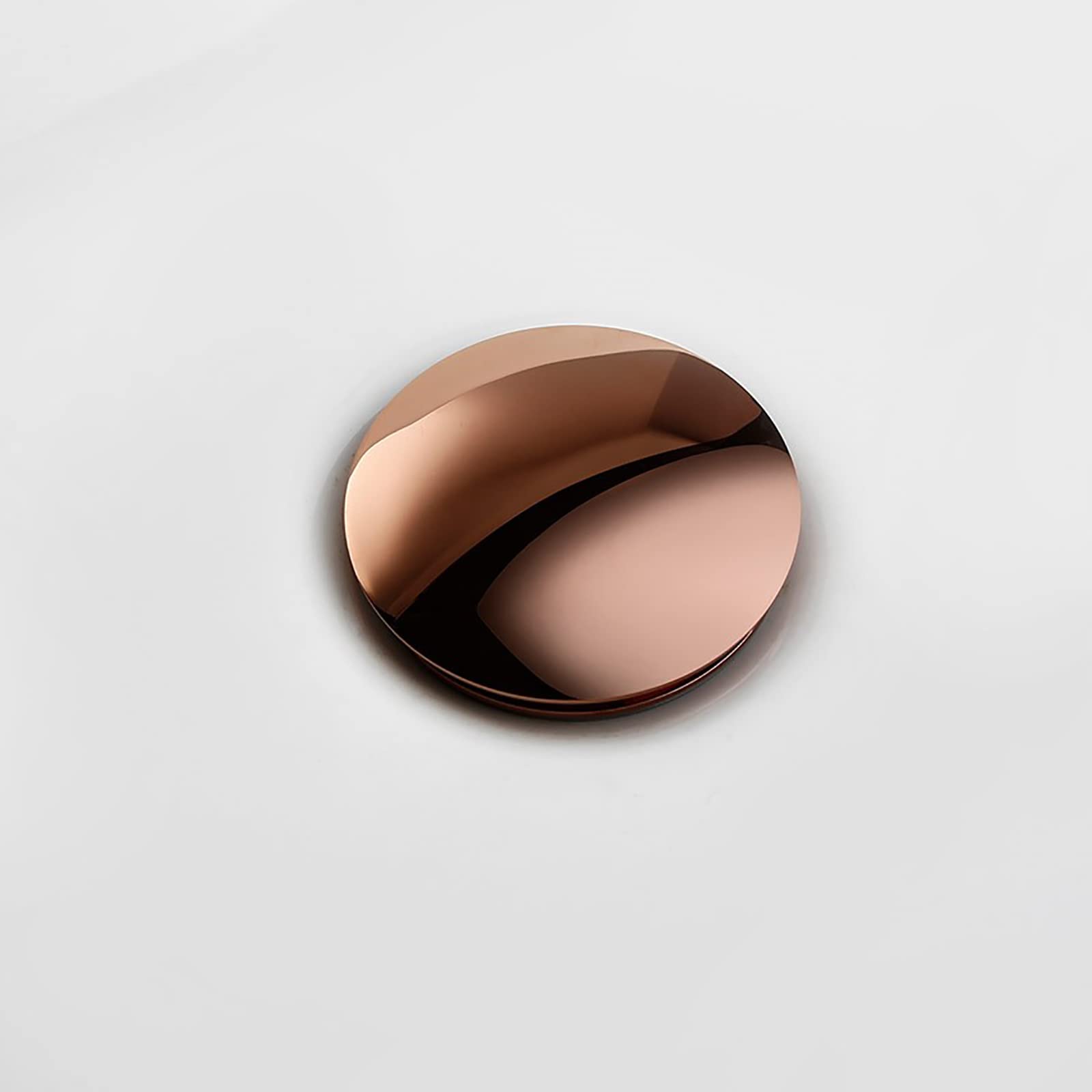 Pop-up Bonde de Lavabo Laiton Clic-clac Bonde de Vidage Lavabo Ronde Bonde D'écoulement Or Rose Ecoulement de Lavabo pour Evier ou Lavabo,Without Overflow