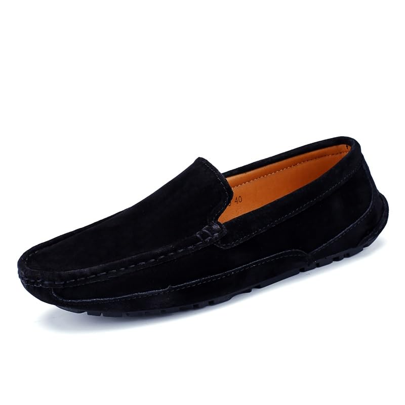 Mens Loafers Shoe Solid Color Round Toe Suede Vamp Moccasins Shoes Flexible Anti-Slip Comfortable Walking Slip On2