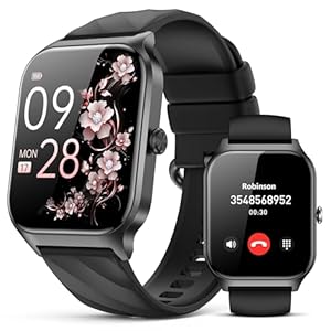 Smart Watch for Women Men,(Answer/Make Call) 1.83” Fitness Activity Tracker Smartwatch for Android iPhone iOS Compatible,IP68 Waterproof Step Counter Watch with Sleep Monitor, 2 Traps