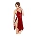 Produktbild Damen Lingerie SUCES Stickerei Nachthemd Nachtwäsche Zurück Hollow Out Transparent Versuchung Sling Sleepwear Einteiler Negligee Rückenfrei Nachtkleid Sexy Erotik Dessous (Freie Größe, Rot)