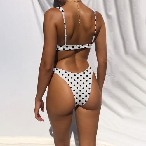 Image of Bathing Suits for Women Deep V Neck Sexy Two Piece Bikini Sets for Women Thong Halter Cheeky Swimsuit