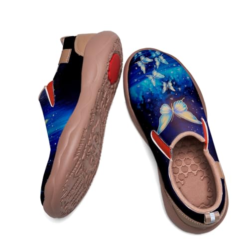 Kid's Art Painted Shoes Casual Walking Slip On Loafers Fashion Light-Weight Leather Travel Sneaker Art Butterfly Pattern3