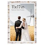 Tanmicoshomy 11x17 Picture Frames for Wall, Natural Shell Inlay Unique Mosaic Beachy Wall Gallery Poster Frames, Display 11x17 Photo Without Mat (11x17 inch,1pc)
