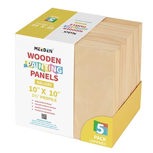 MEEDEN Lienzo de pintura de madera, 25 x 25 cm, paquete de 5, madera de abedul, galería de 3,8 cm de profundidad acunada para artistas paneles de madera para vertir arte