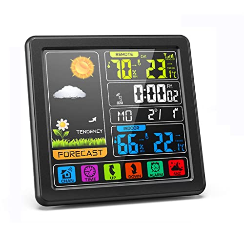 Weather Stations Wireless Indoor Outdoor Thermometer,Color Display