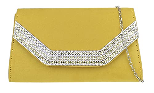 Girly Handbags Marco bolso de embrague de Diamante (Mostaza)
