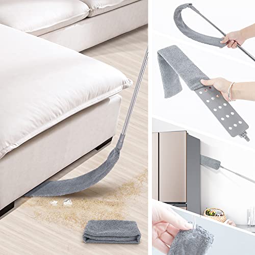 Thxmadam Dusting Tools Microfiber Dusters Kit For High Ceiling (5Pcs) Cobweb Duster With 30-100 Inches Stretch Extension Pole,Long Microfiber Feather Dusters For Cleaning Fan, Car, Furniture #TOP4