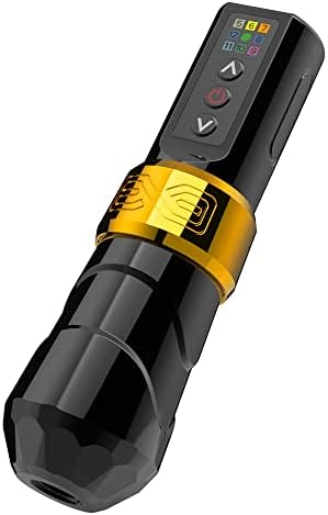 Wireless Tattoo Machine Pen Rotary Cartridge Tattoo Gun with 2400mAh Battery Power Coreless Motor Tattoo Equipment Supply for Professionals and Beginners Tattoo Artists, Gold