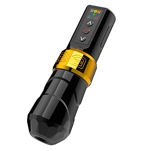 Wireless Tattoo Machine Pen Rotary Cartridge Tattoo Gun With 2400Mah Battery Power Coreless Motor Tattoo Equipment Supply For Professionals And Beginners Tattoo Artists, Gold #TOP19