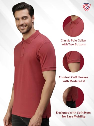 Image of Lux Cozi Men's Cotton Solid Polo Tshirt | Collar Tshirts | Half Sleeves | Stylish & Premium All Day Wear | Pack of 1