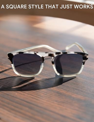 Image of BIRCEN Mens Acetate Polarized Sunglasses: Retro Square Sun Glasses UV400 Protection Anti-Glare Shades for Driving Travel