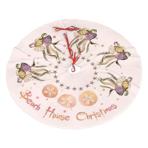 Seestern Muschel Weihnachtsbaum Rock Strand Haus Weihnachtsbaum Rock Wunderschöner Ozean Thema Weihnachtsbaum Dekoration Rock 91,4 cm Rosa Cover
