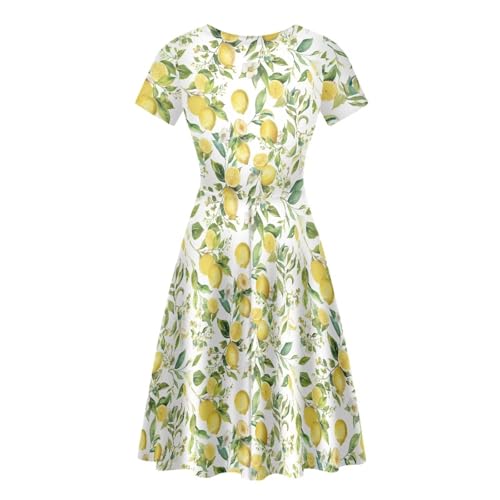 Image of HUGS IDEA Womens Puffy Swing Midi Dress Round Neck Short Sleeve Party A-Line Dresses