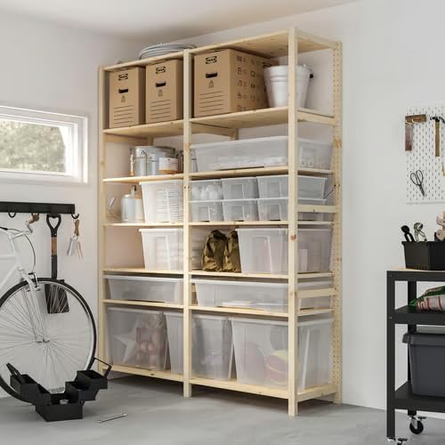 Set of 2, 12-Gallon Clear Plastic Storage Tote with Locking Lid - Durable Organizer Bin for Tools, Gardening Supplies, Basement & Indoor Use - 22.5 x 15.25 x 11 Inch