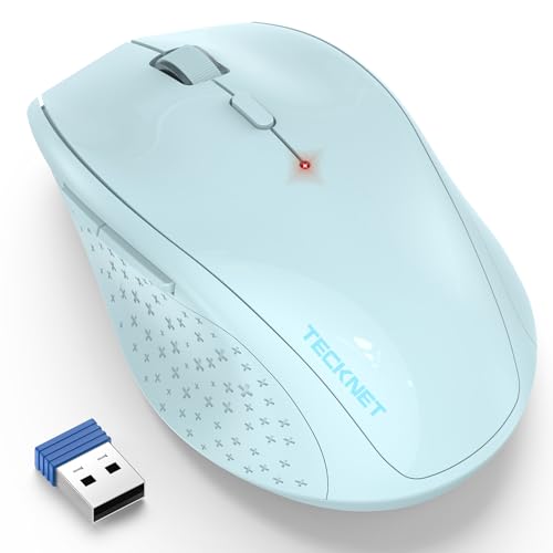 Image of TECKNET Wireless Mouse, 2.4G USB Computer Mouse with 6-Level Adjustable 4800 DPI, 30 Months Battery, Ergonomic Grips, 6 Buttons Portable for PC, Chromebook, Mac - Lightblue