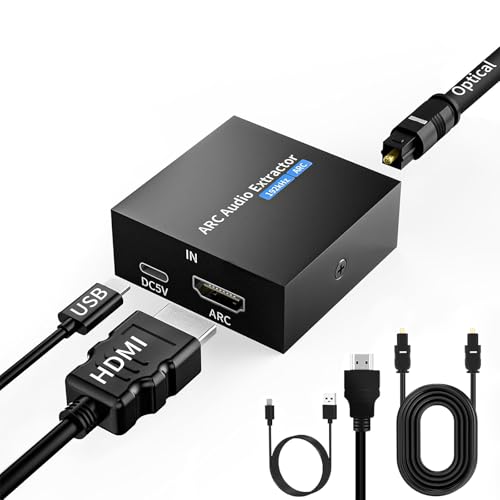 192KHz ARC Audio Extractor, HDMI ARC to Toslink/Optical+3.5mm AUX Output,