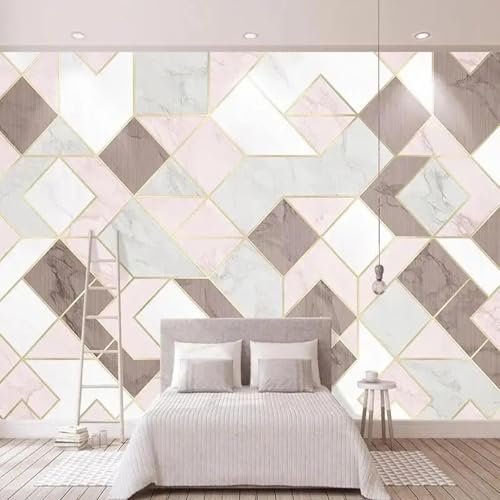 Papier peint 3D géométrique rose abstrait pour masquer un mur terne