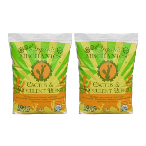 Organic Mechanics Cactus and Succulent Blend Potting Soil, 8 qt (Pack of 2) – Well-Drained Organic Mix – Enhances Plant and Root Growth with Biochar, Rice Hulls, and Worm Castings