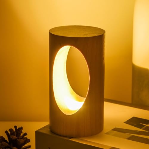 Lámpara de mesa de noche infantil portátil de madera miniatura 5