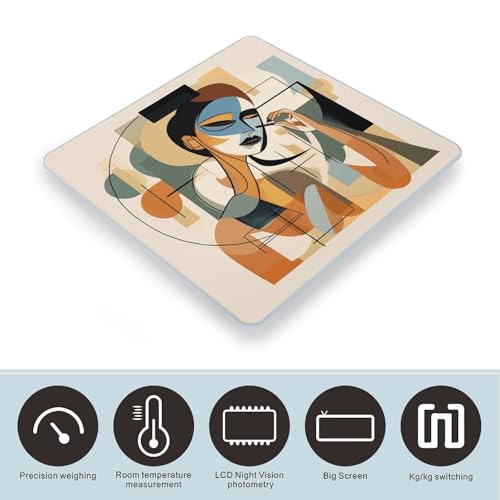 Báscula digital de baño con diseño Line Drawing y vidrio templado miniatura 3