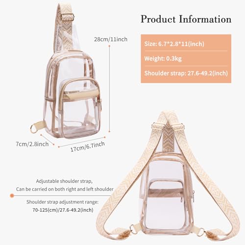 Image of TINYAT Clear Sling Bag Stadium Approved Transparent Bag Crossbody Casual Shoulder Chest Bag for Men Women,T9060