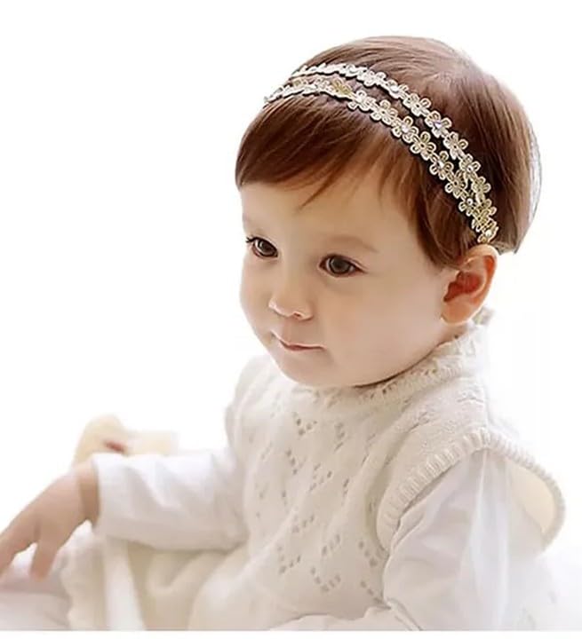 EvoNest Double Layered Golden Headband | Stylish & Modern Hair Accessories for Baby Girls (6-12M) - Gold-image-15
