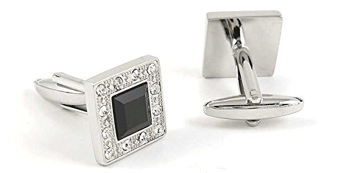 1 par de mancuernas para hombre con cristal negro miniatura 2