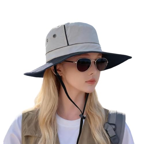 STIM Chapeau de Soleil Homme Femme Chapeau de Pêcheur Respirant Pliable Large Bord UPF 50+ Bleu Marine