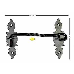 A29 Set of 2 Cabin Hook, 6 3/8 inches Iron Eye Latch, Cabin Door Gate Latches, Window Sash Catch Hook Lock Barn Door Locks and Latches, Black Powder Coat Finish A29 Set of 2 Cabin Hook 6 38 inches Iron Eye Latch Cabin Door Gate Latches Window Sash Catch Hook Lock Barn Door Locks and Latches Black Powder Coat Finish
