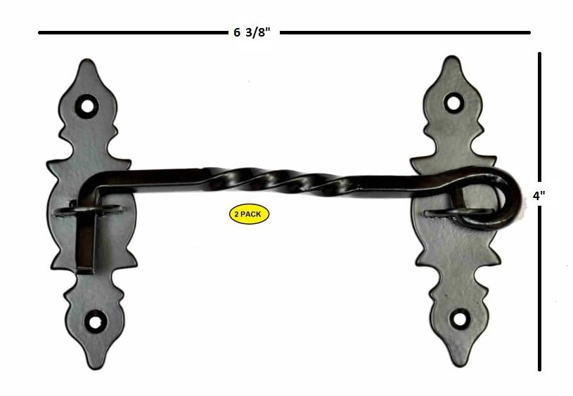 A29-Set-of-2-Cabin-Hook-6-38-inches-Iron-Eye-Latch-Cabin-Door-Gate-Latches-Window-Sash-Catch-Hook-Lock-Barn-Door-Locks-and-Latches-Black-Powder-Coat-Finish A29 Set of 2 Cabin Hook 6 38 inches Iron Eye Latch Cabin Door Gate Latches Window Sash Catch Hook Lock Barn Door Locks and Latches Black Powder Coat Finish