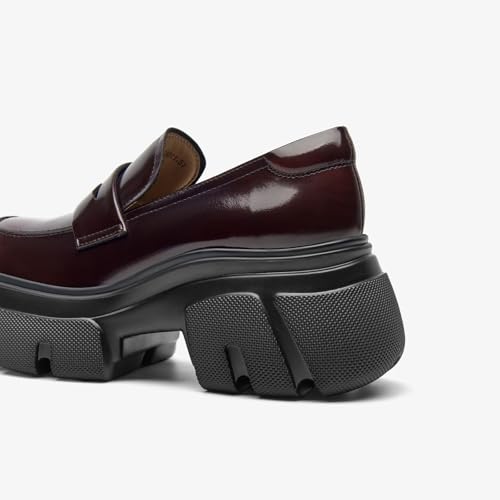 Image of BEAU TODAY Womens Platform Loafers, Leather Penny Loafer Shoes