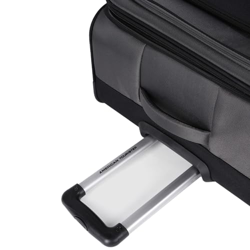 Image of American Tourister Apolo 81 cms Check-in Polyester Soft Sided 4 Spinner Wheels Luggage /Suitcase /Trolley Bag (Black)