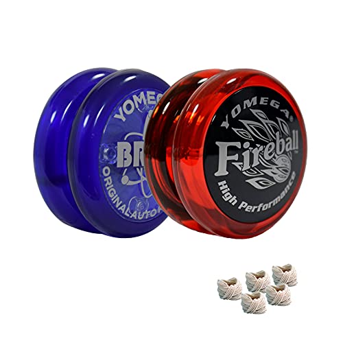 Yomega 2 Legendary Spinners The Original Yoyo with A Brain and Fireball Transaxle Yo-Yo. Beginner, Intermediate and Pro Level String Trick Play. Includes 5 Extra Strings (Fireball-Brain-Dark-Blue-Red)