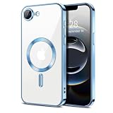 Eisuiyi iPhone 16e/17e 用 クリアソフトケース magsafe対応 TPU メッキ加工 薄型 カメラレンズ保護 耐衝撃 アイフォン16e 対応透明ケース iPhone 17e 対応透明カバー 6.1インチ ブルー