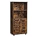 VASAGLE Librería, Armario de Cocina, Armario Almacenaje, Librería con Puertas Persianas, 2 Compartimentos Abiertos, Estante Regulable en Altura, con Pies, para Salón, Cocina, Marrón Rústico BBK161T01