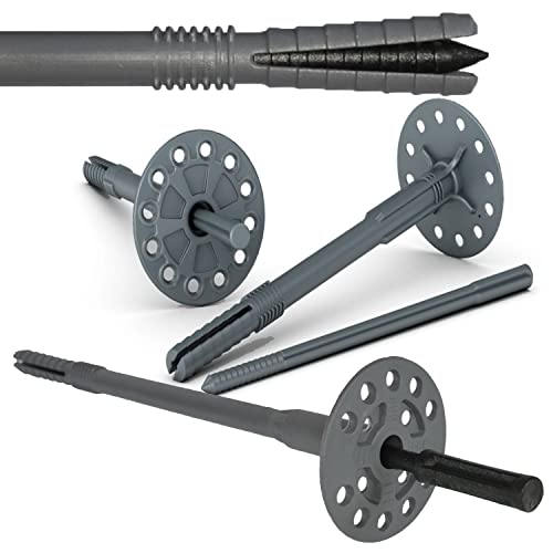 100 Stück Dämmstoffdübel (100mm x ∅ 10mm) Dübel Dämmdübel Tellerdübel mit Kunststoff Schlagdübel Fassadendübel Kunststoffnagel für wärmedämmung Cover