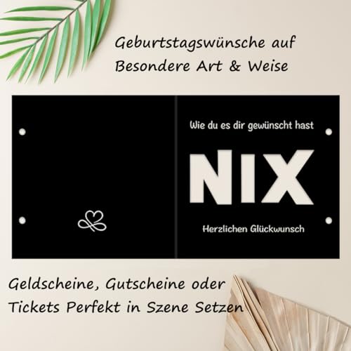 JOYEASE Geldgeschenk Verpackung mit Umschlägen als Grußkarte NIX - Nichts gewünscht für Geburtstag Reisen Urlaub Hochzeit - Individuelles Lustige Geschenke für Männer und Frauen