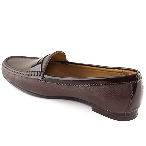 Image of Womens Casual Genuine Leather Comfortable Lightweight Driving Moaccasins Classic Fashion Penny Slip On Ladies Driving Loafer Flat Shoes