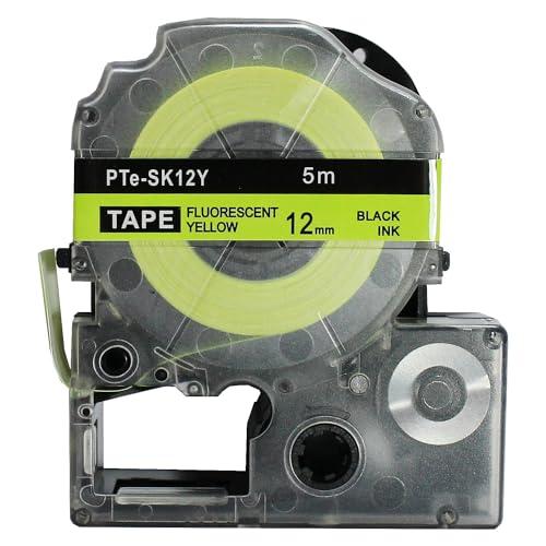 Fita Refil Compatível LK-4YBF Amarelo Fluorescente Neon 12mm para Rotulador Epson LW-300 LW-400 LW-6