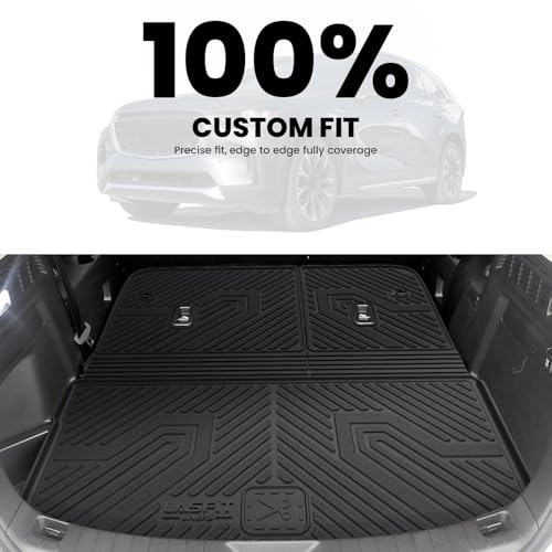 Image of LASFIT Cargo Mat for Mazda CX90 / CX90 PHEV 2024-2026 3rd Row 60 /40 | 100% TPE All Weather Custom Fit Trunk Liner Waterproof Cargo Tray Automotive Accessories