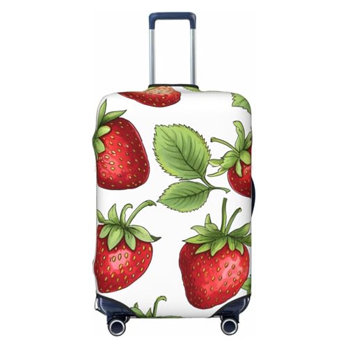 Funny Strawberrys Travel Luggage Cover for Suitcase Anti-Scratch Fashion Suitcase Protector Washable Elastic Baggage Covers Fits 25-28 Inch Luggage for Travel Beach Holiday