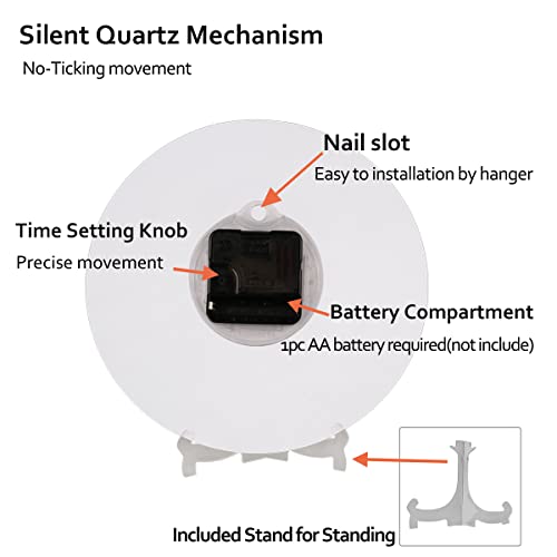 Auuxva A-0004-002-0250-1-22BH-007K Thanksgiving Pumpkin Maple Wall Clock Silent Non-Ticking,Sunflower Butterfly Fall Round Wall Clock Battery Operated Clock Decor thumb #6