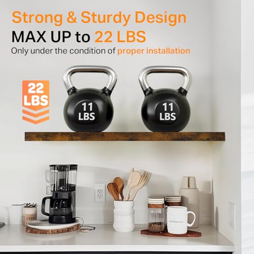 image for BAYKA Floating Shelves, 22.5 inches Rustic Wood Wall Shelves for Bathr