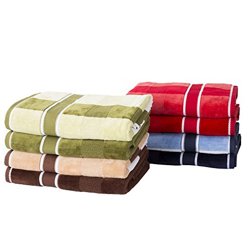 Bedford Home Complete Bathroom Set With Velour Finish, 100% Cotton, Lightweight, Highly Absorbent Home Bathroom Towels, Washcloths, Bath Sheets Ideal For Everyday Use - 6 Piece Towel Set (Red) #TOP3