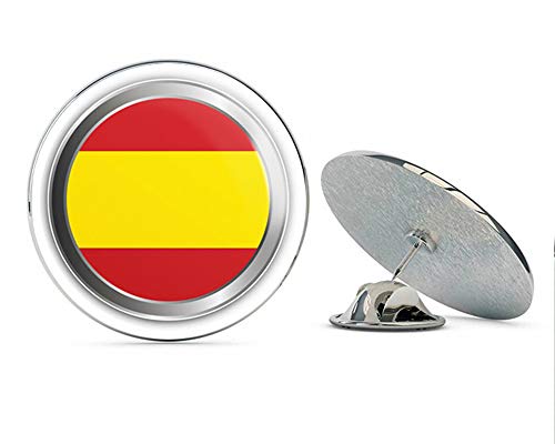 Spain Flag Silver Label Round Metal 0.75