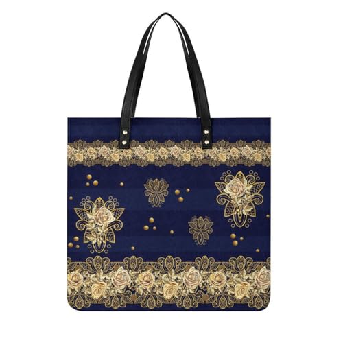 Sac à main shopper fleurs dorées : fini le manque de place avec ce grand tote bag