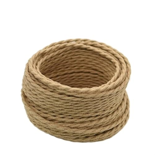 Cuerda de cáñamo de cobre textil de 50 metros y 2x0,75 mm para lámparas de alta decoración