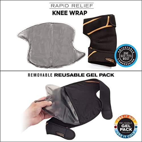 Copper Fit Unisex Adult Rapid Relief Knee Wrap With Hold/Cold Therapy Abdominal Support, Black, Adjustable #TOP1
