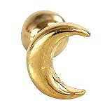 [ROQUE] ボディピアス クレセントムーンモチーフ ストレートバーベル 軟骨ピアス (1個売り) 14G ゴールド