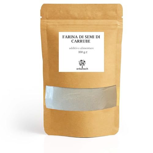 Erbotech, Harina de Semillas de Algarroba, Aditivo Alimentario Ideal para la Creación de Dulces como Helados, Caramelos, Confitería y Productos Horneados, 100% Natural, 100 g